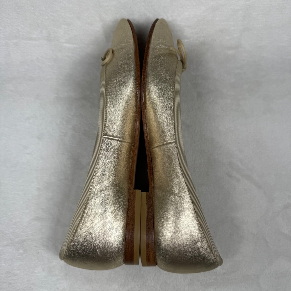 Tomorrowland Metallic Gold Leather Ballet Flats Bow Almond Toe TMD-001 Size 37 - Picture 9 of 12